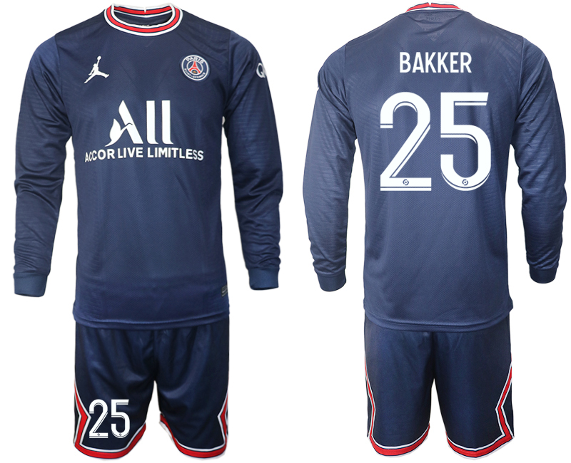Men 2021-2022 Club Paris St German home blue Long Sleeve #25 Soccer Jersey